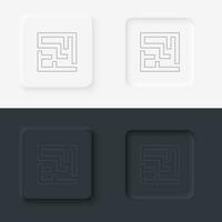 Labyrinth way road. Neumorphic style button line icon. vector