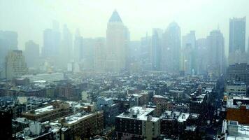 Winter snow storm weather in urban city metropolis video