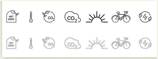 ecología línea icono colocar. incluido íconos como eco producto, limpiar energía, renovable fuerza, reciclar vector