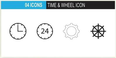 Time clocks thin line icons vector. vector