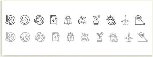 Ecology line icon set. Included icons as eco product, clean energy, renewable power, recycle vector