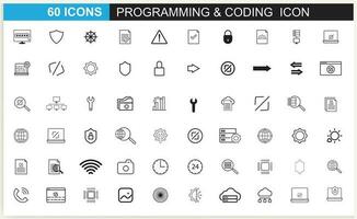 desarrollador icono colocar. incluido el íconos como código, programador codificación, móvil aplicación, API, nodo conectar, fluir, lógica, y web descifrador vector. vector