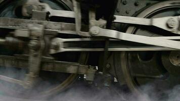 Historical steam engine train locomotive crossing railroad tracks video