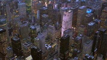 stadsbild se av modern hög stiga skyskrapor horisont i företag distrikt video
