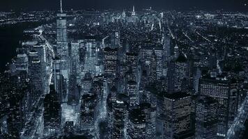 Stadtbild Aussicht von modern hoch erhebt euch Wolkenkratzer Horizont im Geschäft Kreis video