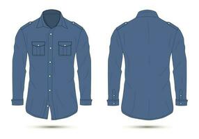 azul abotonar formal camisa frente y espalda vector