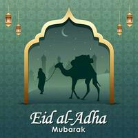 contento eid al-adha Mubarak cuadrado antecedentes vector