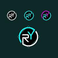 ry de moda letra logo diseño con circulo vector
