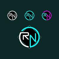 rn de moda letra logo diseño con circulo vector