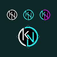 kn de moda letra logo diseño con circulo vector