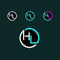 HL trendy letter logo design with circle vector