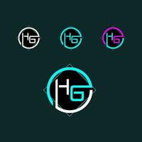 hg de moda letra logo diseño con circulo vector