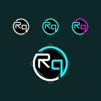 RQ trendy letter logo design with circle vector