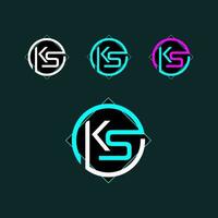 KS trendy letter logo design with circle vector