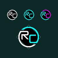 RC trendy letter logo design with circle vector