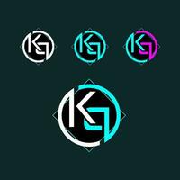 kq de moda letra logo diseño con circulo vector