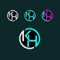 KH trendy letter logo design with circle vector