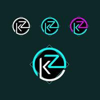 KZ trendy letter logo design with circle vector