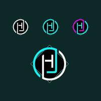 HJ trendy letter logo design with circle vector