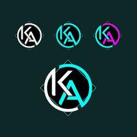 ka de moda letra logo diseño con circulo vector