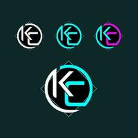 KC trendy letter logo design with circle vector