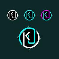 KU trendy letter logo design with circle vector
