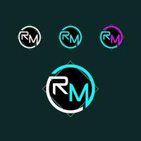 RM trendy letter logo design with circle vector