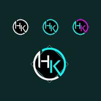 HK trendy letter logo design with circle vector