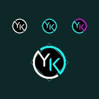 yk de moda letra logo diseño con circulo vector