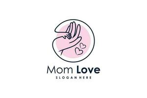Mom love logo design with modern creative style vector