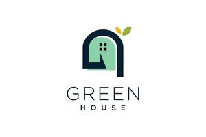 Green house logo design with modern unique concept vector