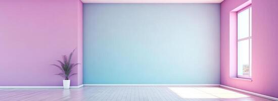 empty room wall on bright pastel color background, generative ai photo