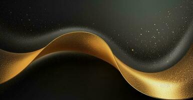 black and gold wavy abstract background, generative ai photo