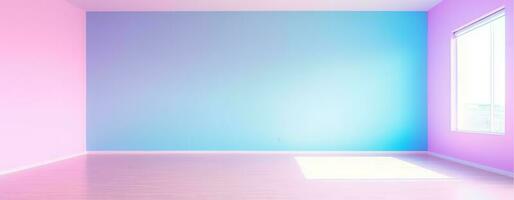 empty room wall on bright pastel color background, generative ai photo