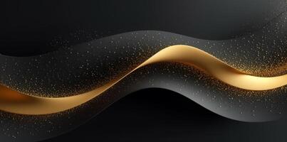 black and gold wavy abstract background, generative ai photo