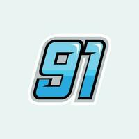 91 racing numbers logo vector