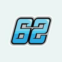 62 racing numbers logo vector