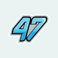 47 number racing design vector