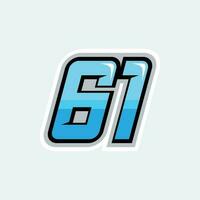 61 racing numbers logo vector