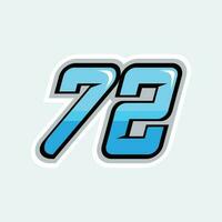 72 racing numbers logo vector
