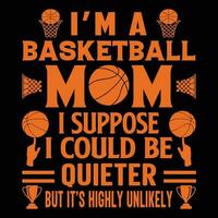 I'm a basketball mom I suppose I could be quieter but it's highly unlikely shirt print template vector