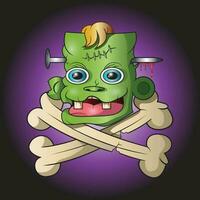 illustration vector graphic of green monster head