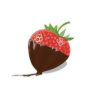 Chocolate Dipped Strawberry vector. Chocolate Covered Strawberry icon. Dessert concept. vector
