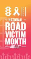 August is National Road Victim Month background template. Holiday concept. background, banner, card, and poster design template with ribbon, text inscription and standard color. vector illustration.