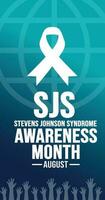 August is Stevens Johnson Syndrome SJS Awareness Month background template. Holiday concept. background, banner, card, and poster design template with ribbon, text inscription and standard color. vector