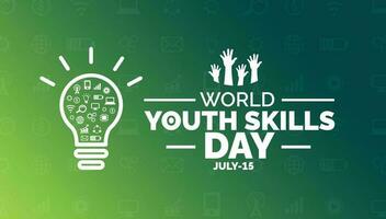 mundo juventud habilidades día fondo, bandera, póster y tarjeta diseño modelo con estándar color celebrado en julio. vector
