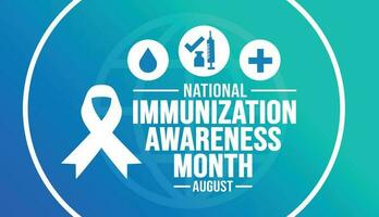 August is National Immunization Awareness Month background template. Holiday concept. background, banner, placard, card, and poster design template with ribbon, text inscription and standard color. vector