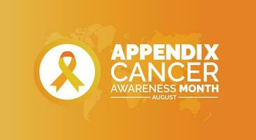 August is Appendix Cancer Awareness Month background template. Holiday concept. background, banner, card, and poster design template with text inscription and standard color. vector illustration.