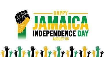 Jamaica Happy Independence Day background template. Holiday concept. background, banner, placard, card, and poster design template with text inscription and standard color. vector illustration.