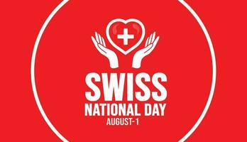 Happy Swiss National Day or Switzerland national day background template. Holiday concept. background, banner, placard, card, and poster design template with text inscription and standard color. vector